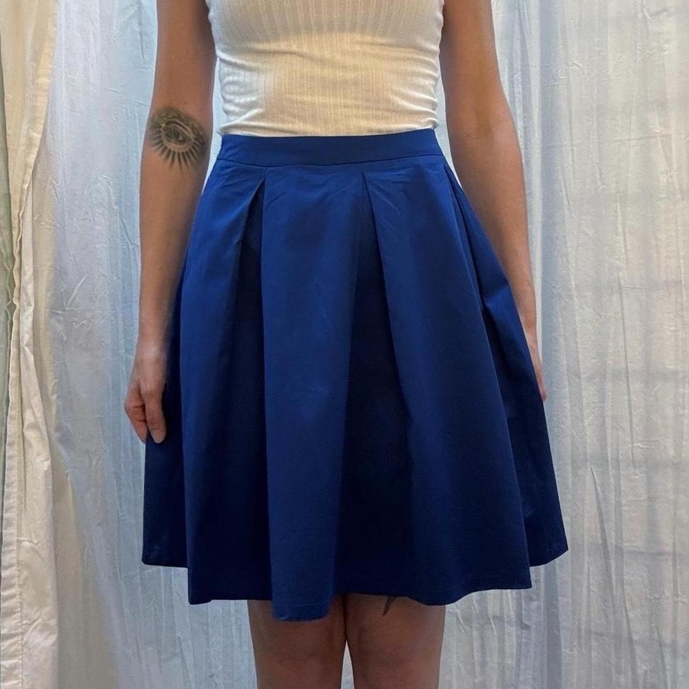 Love Moschino Cobalt Blue Pleated Skirt Size 6 Royal Blue Preppy Courtcore VG